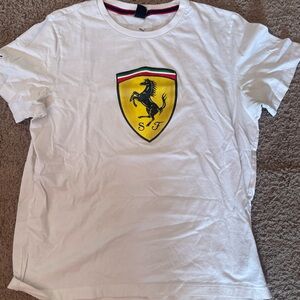 Ferrari White Tee with Yellow Shield and Black Prancing Horse